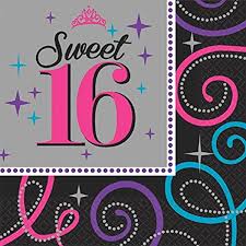 sweet 16 birthday party napkin