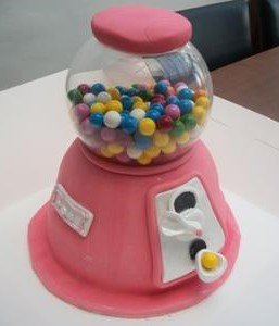 Glass gumball machine cake by Rebecca Wallis