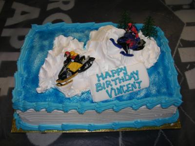 snowmobile cake